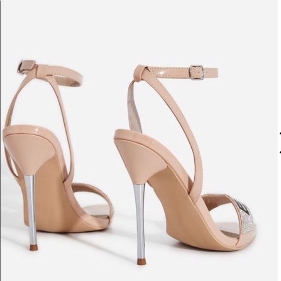 Ego Squad Diamante Detail Heel In Nude Patent - Picture 7 of 7